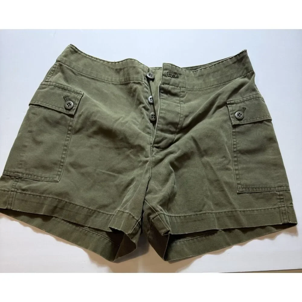 J.Crew Factory Olive Green Utility Cargo Shorts Women's Size 4 Button Fly